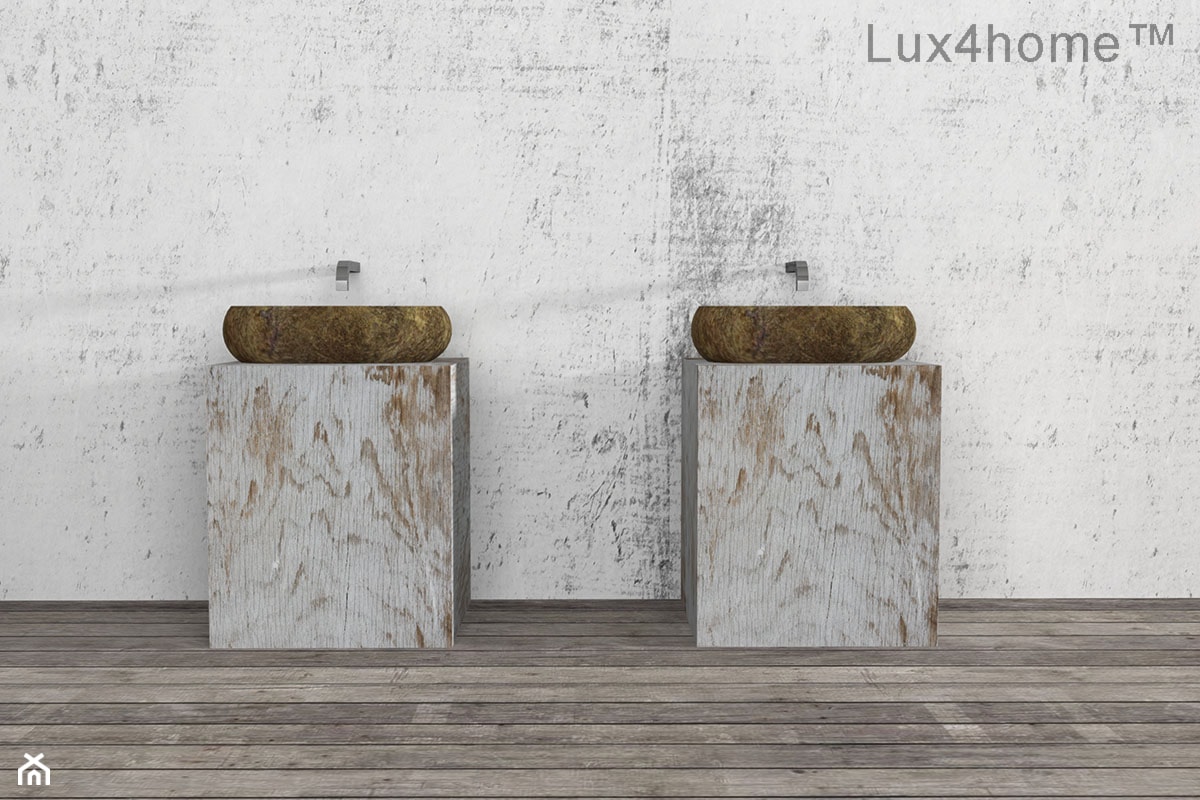 Umywalka z otoczaka – umywalka z kamienia polnego w łazience - zdjęcie od Lux4home™ - Homebook