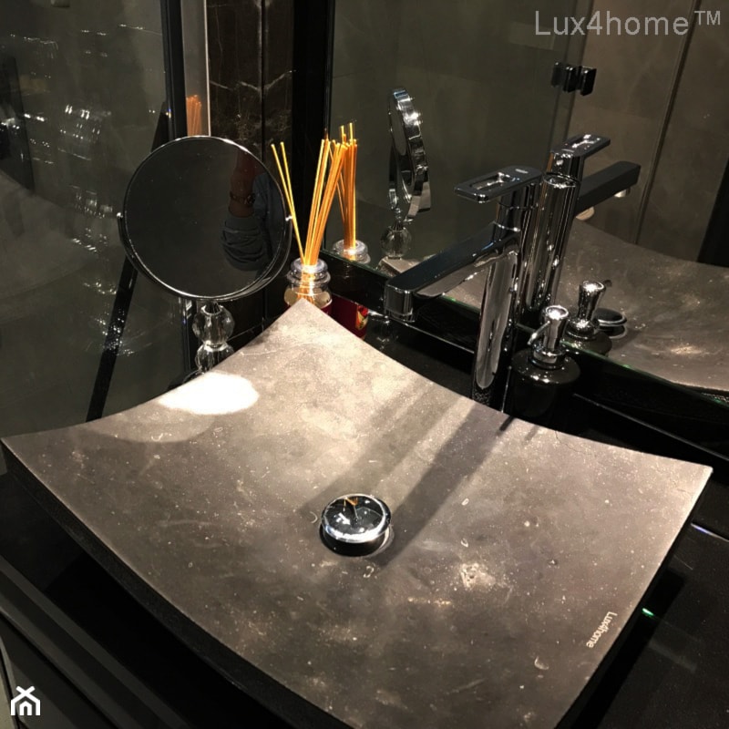 Grafitowa umywalka z marmuru - umywalki kamienne - zdjęcie od Lux4home™ - Homebook