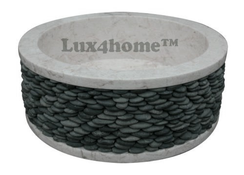 Marmurowa umywalka z otoczakami na blat do łazienki - zdjęcie od Lux4home™