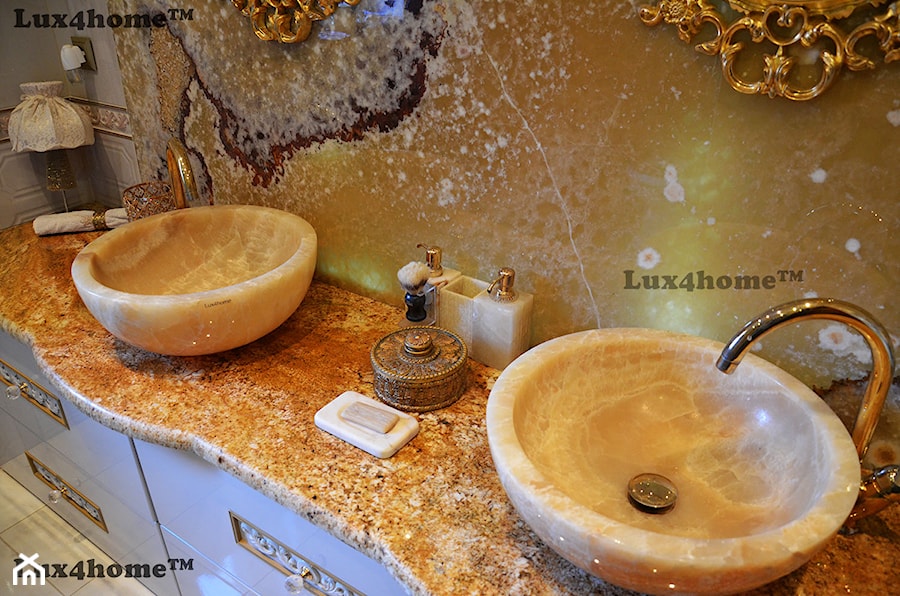 Okrągłe umywalki z onyksu na blacie - onyksowe umywalki na blat - zdjęcie od Lux4home™