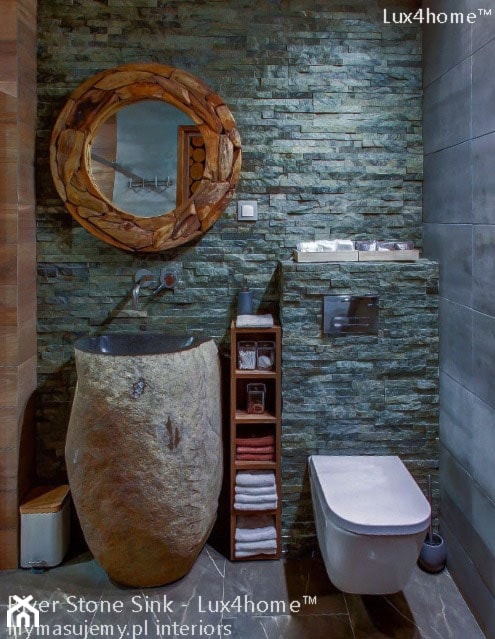 Stojąca umywalka z kamienia otoczaka - kamienia polnego - zdjęcie od Lux4home™ - Homebook