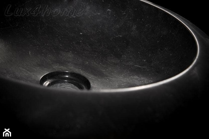 Czarna umywalka kamienna - Ferox 513 umywalka z marmuru do łazienki - zdjęcie od Lux4home™ - Homebook