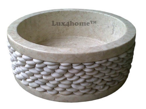 Marmurowa umywalka z otoczakami na blat do łazienki - zdjęcie od Lux4home™ - Homebook