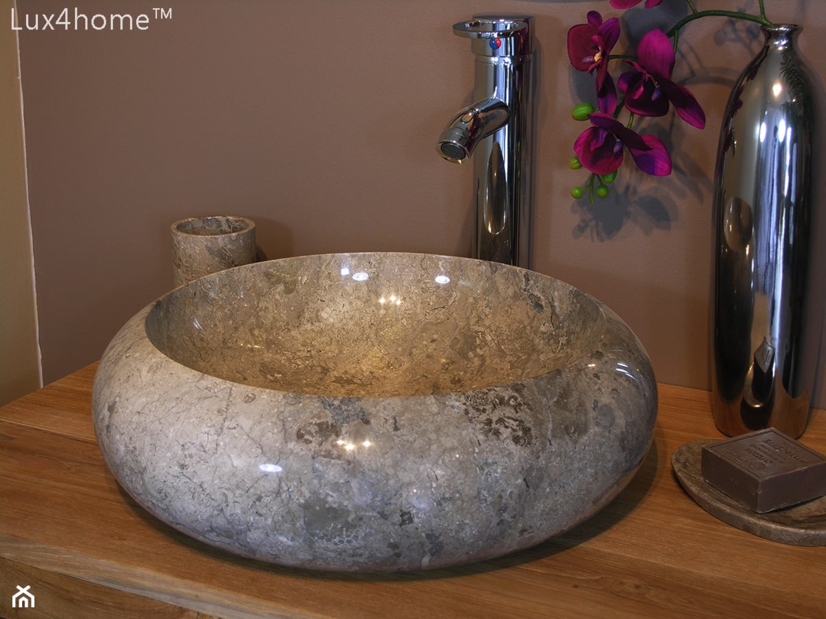 Kamienne umywalki z marmuru - Ferox 513 Grafitowa umywalka z kamienia - zdjęcie od Lux4home™ - Homebook