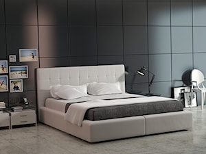 Łóżko Corida - Duża szara z panelami tapicerowanymi sypialnia, styl nowoczesny - zdjęcie od TC MEBLE