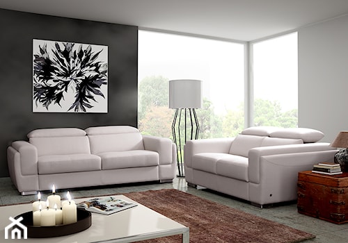 Sofa Diva 3/2 - Duży biały szary salon, styl nowoczesny - zdjęcie od TC MEBLE