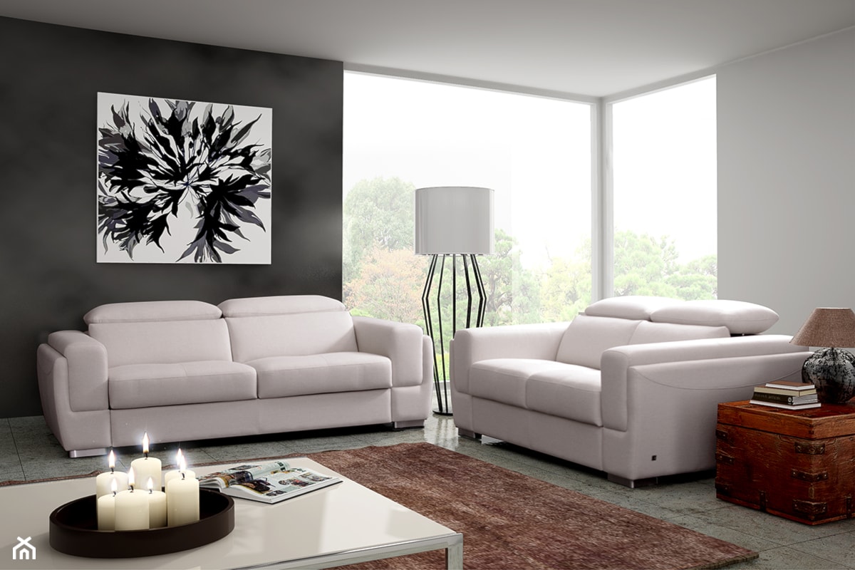 Sofa Diva 3/2 - Duży biały szary salon, styl nowoczesny - zdjęcie od TC MEBLE - Homebook