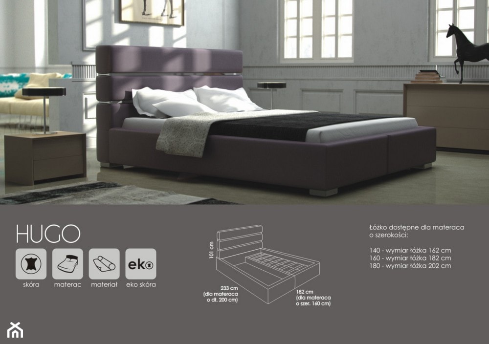 Łóżko Hugo - Sypialnia, styl nowoczesny - zdjęcie od TC MEBLE - Homebook