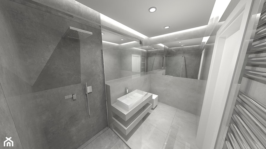 Łazienka w apartamentowcu - Średnia bez okna z lustrem z punktowym oświetleniem łazienka - zdjęcie od Mayari Studio