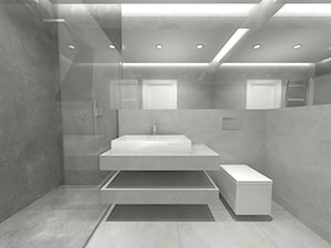 Łazienka w apartamentowcu - Duża z lustrem z punktowym oświetleniem łazienka z oknem - zdjęcie od Mayari Studio