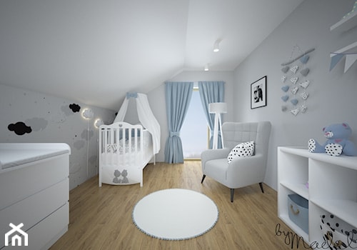 Dom jednorodzinny pod miastem - Duży biały pokój dziecka dla niemowlaka dla chłopca dla dziewczynki, styl nowoczesny - zdjęcie od byMadeline Projektowanie Wnętrz