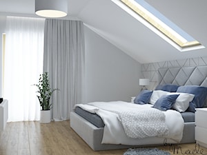 Dom jednorodzinny pod miastem - Duża biała sypialnia na poddaszu, styl nowoczesny - zdjęcie od byMadeline Projektowanie Wnętrz