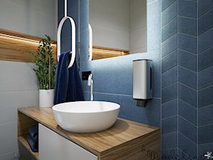 Granatowa łazienka - zdjęcie od byMadeline Projektowanie Wnętrz