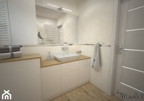 Łazienka w bloku - Średnia bez okna z lustrem łazienka - zdjęcie od byMadeline Projektowanie Wnętrz