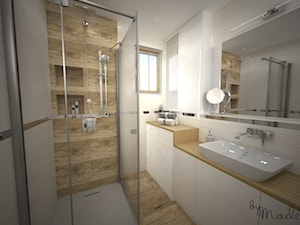 Łazienka w bloku - Średnia z lustrem łazienka z oknem - zdjęcie od byMadeline Projektowanie Wnętrz
