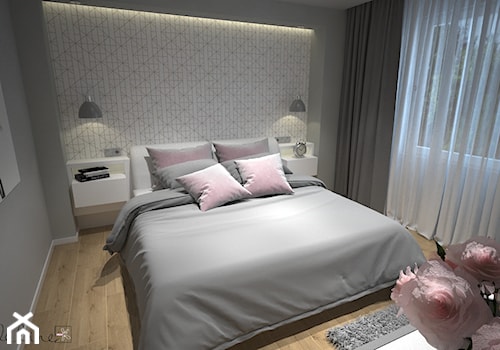 Dom jednorodzinny - Średnia szara sypialnia - zdjęcie od byMadeline Projektowanie Wnętrz