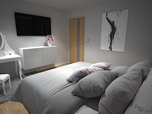 Dom jednorodzinny - Mała biała sypialnia - zdjęcie od byMadeline Projektowanie Wnętrz