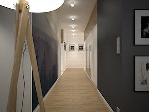 Apartament - Duży biały czarny hol / przedpokój - zdjęcie od byMadeline Projektowanie Wnętrz
