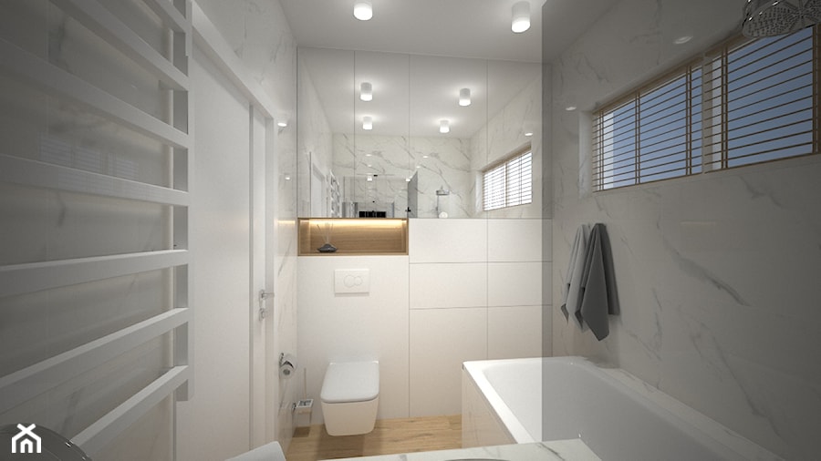 Apartament - Średnia bez okna z lustrem z punktowym oświetleniem łazienka - zdjęcie od byMadeline Projektowanie Wnętrz