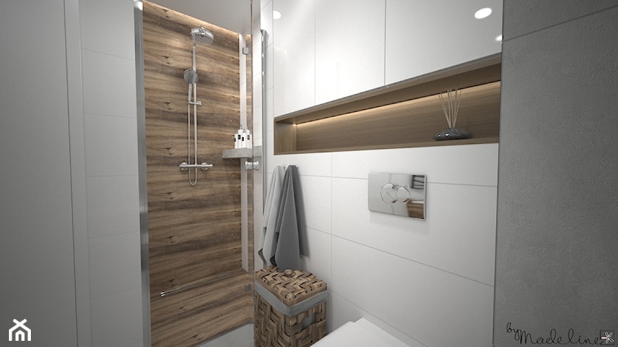 Łazienka w mieszkaniu - Mała bez okna łazienka, styl nowoczesny - zdjęcie od byMadeline Projektowanie Wnętrz