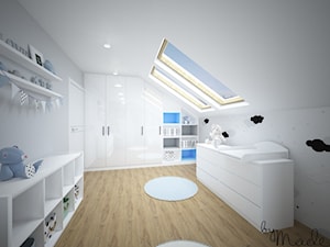 Dom jednorodzinny pod miastem - Duży biały szary pokój dziecka dla dziecka dla chłopca dla dziewczynki, styl nowoczesny - zdjęcie od byMadeline Projektowanie Wnętrz