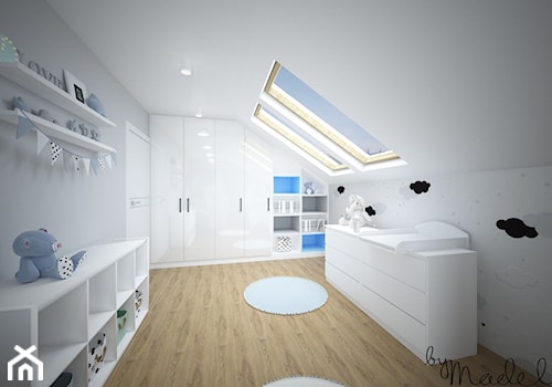 Dom jednorodzinny pod miastem - Duży biały szary pokój dziecka dla dziecka dla chłopca dla dziewczynki, styl nowoczesny - zdjęcie od byMadeline Projektowanie Wnętrz