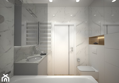 Apartament - Mała bez okna z lustrem z punktowym oświetleniem łazienka - zdjęcie od byMadeline Projektowanie Wnętrz