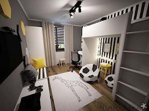 Średni biały czarny pokój dziecka dla nastolatka dla chłopca dla dziewczynki - zdjęcie od byMadeline Projektowanie Wnętrz