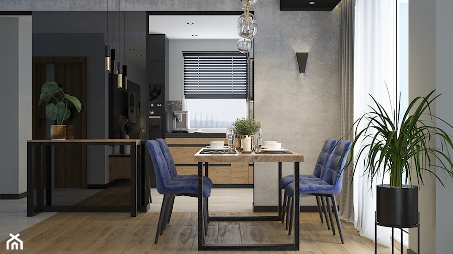 Salon z kuchnią - w domu - Jadalnia, styl nowoczesny - zdjęcie od byMadeline Projektowanie Wnętrz