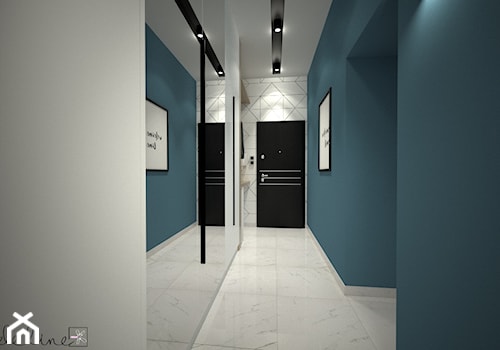 Mieszkanie - Duży niebieski szary hol / przedpokój - zdjęcie od byMadeline Projektowanie Wnętrz