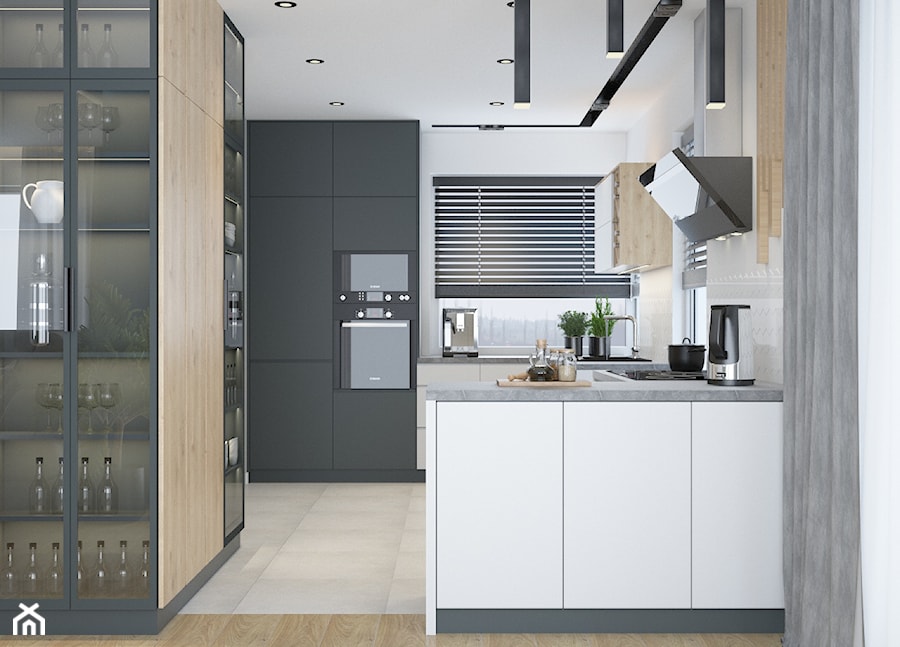 Projekt salonu z kuchnią - w domu - Kuchnia, styl nowoczesny - zdjęcie od byMadeline Projektowanie Wnętrz