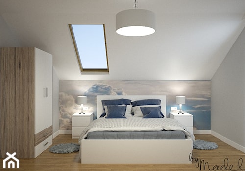 Dom jednorodzinny pod miastem - Średnia szara sypialnia na poddaszu, styl nowoczesny - zdjęcie od byMadeline Projektowanie Wnętrz