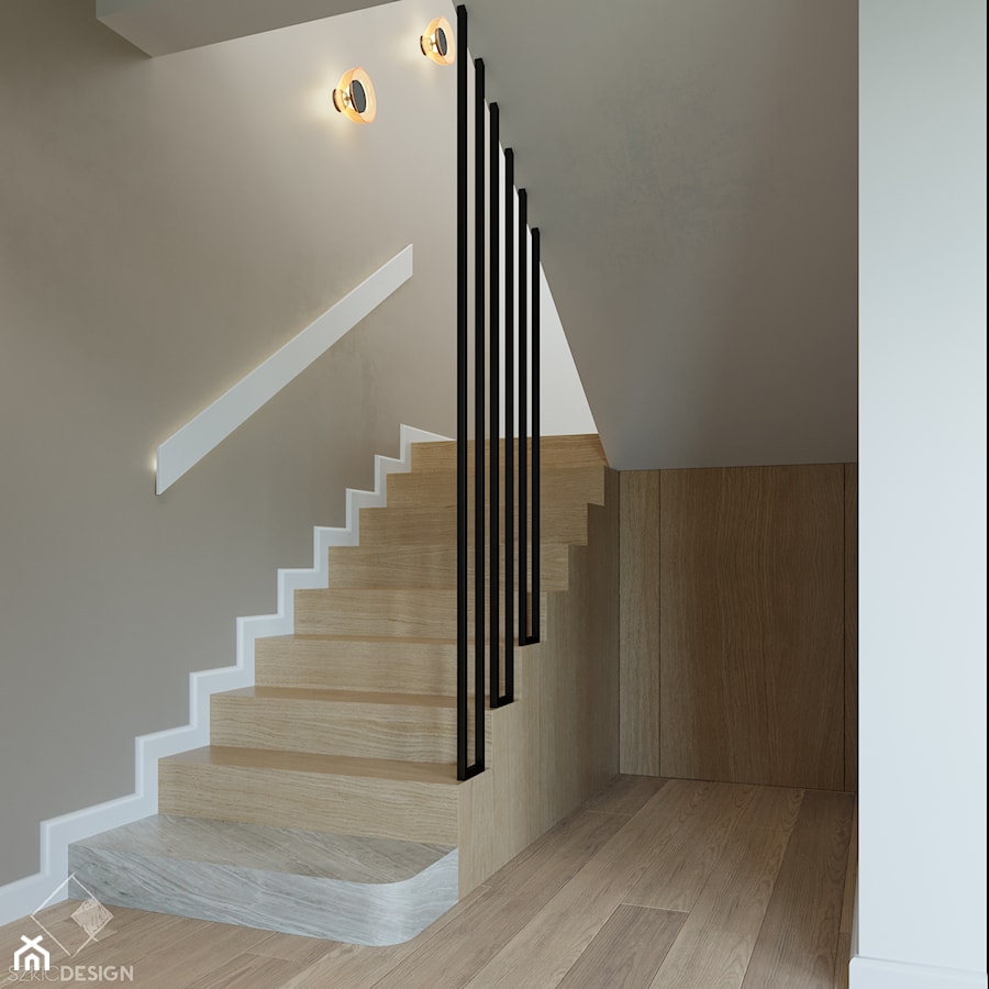 Dom w Grabinie - Schody, styl minimalistyczny - zdjęcie od Szkic Design - Projektowanie wnętrz
