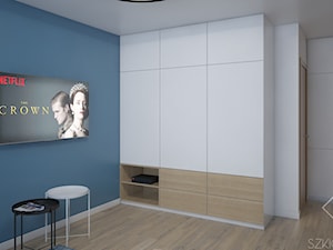 Dwa pokoje - Średni biały niebieski salon, styl industrialny - zdjęcie od Szkic Design - Projektowanie wnętrz