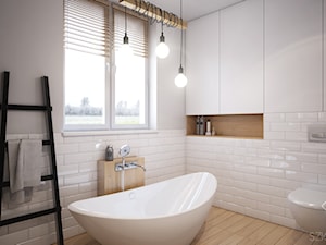 Duży dom w Warszawie - Średnia łazienka z oknem, styl skandynawski - zdjęcie od Szkic Design - Projektowanie wnętrz
