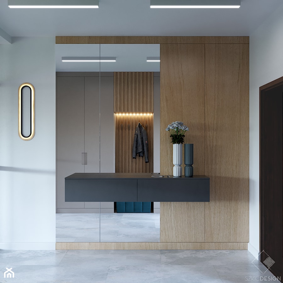 Dom w Grabinie - Hol / przedpokój, styl minimalistyczny - zdjęcie od Szkic Design - Projektowanie wnętrz