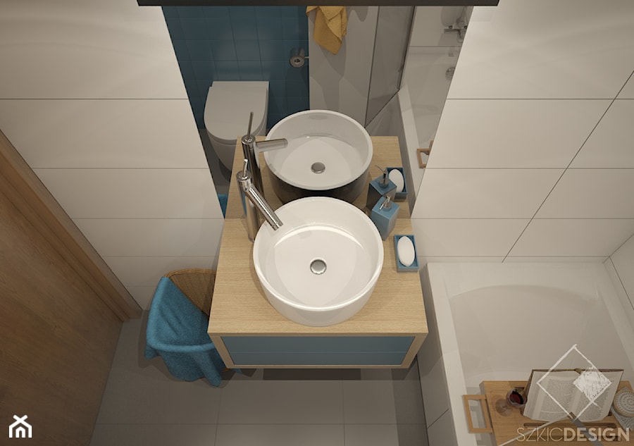 Dwa pokoje - Mała bez okna łazienka, styl nowoczesny - zdjęcie od Szkic Design - Projektowanie wnętrz