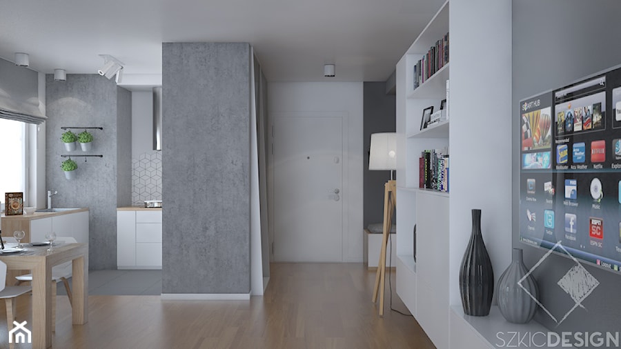 Mieszkanie w Legionowie - Hol / przedpokój, styl skandynawski - zdjęcie od Szkic Design - Projektowanie wnętrz