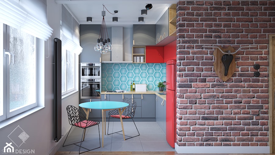Loft w bloku - Kuchnia, styl vintage - zdjęcie od Szkic Design - Projektowanie wnętrz