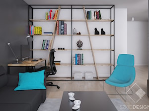 Salon do pracy i wypoczynku - Średni biały czarny salon, styl industrialny - zdjęcie od Szkic Design - Projektowanie wnętrz