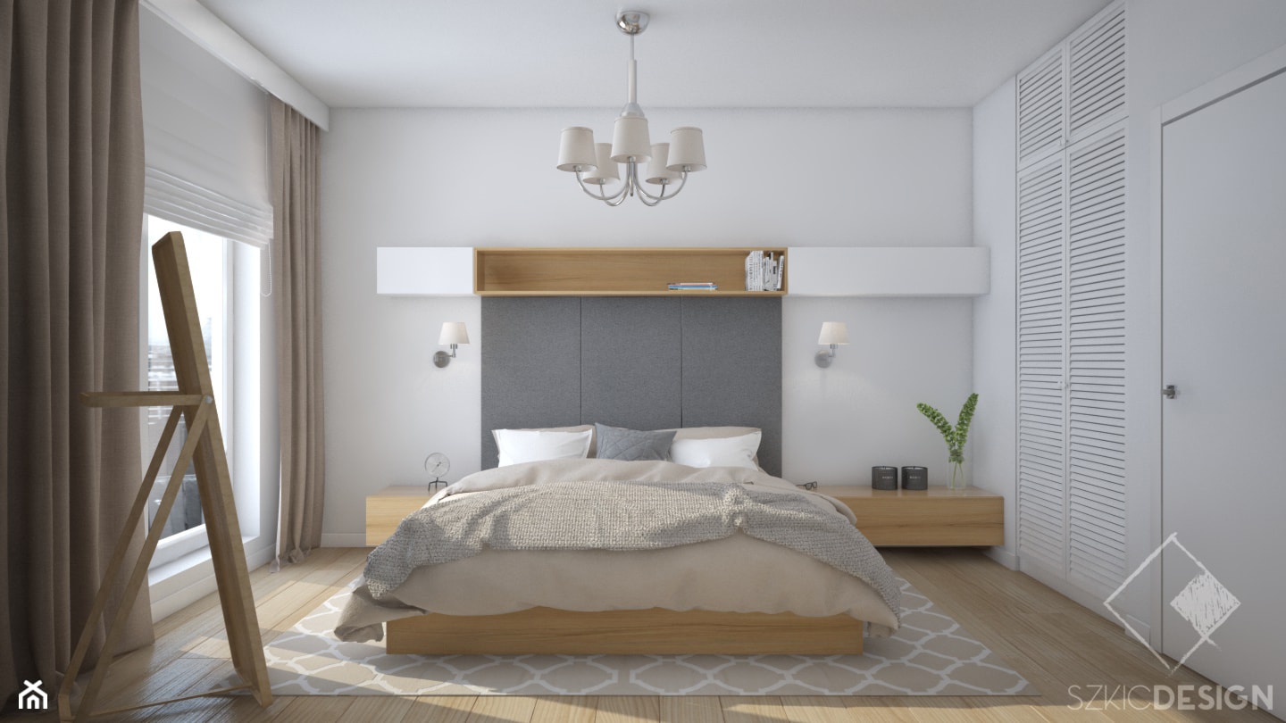 Soho - Średnia biała sypialnia z balkonem / tarasem, styl tradycyjny - zdjęcie od Szkic Design - Projektowanie wnętrz - Homebook