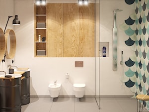 Loft w bloku - Średnia bez okna z punktowym oświetleniem łazienka, styl industrialny - zdjęcie od Szkic Design - Projektowanie wnętrz