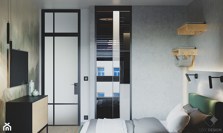 LOFT 56 PŁOCK - Sypialnia, styl industrialny - zdjęcie od Szkic Design - Projektowanie wnętrz