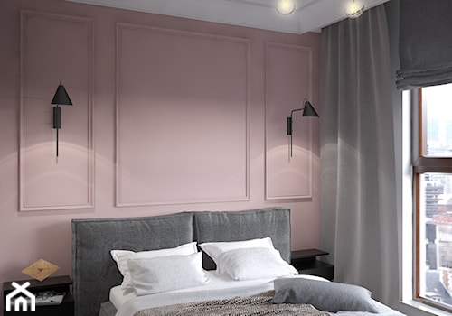 12 PIĘTER - Średnia biała różowa sypialnia, styl nowoczesny - zdjęcie od Szkic Design - Projektowanie wnętrz