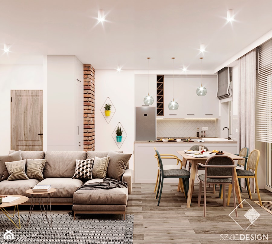 Mieszkanie w Warszawie 70m2 - Salon, styl industrialny - zdjęcie od Szkic Design - Projektowanie wnętrz