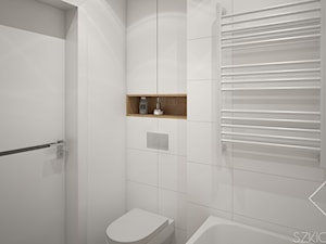 Mieszkanie w Legionowie - Mała na poddaszu bez okna łazienka, styl skandynawski - zdjęcie od Szkic Design - Projektowanie wnętrz