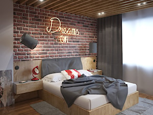 Loft w bloku - Średnia biała sypialnia, styl industrialny - zdjęcie od Szkic Design - Projektowanie wnętrz