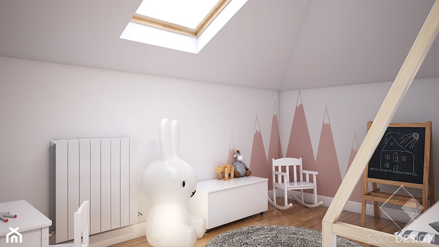 Duży dom w Warszawie - Średni biały pokój dziecka dla dziecka dla chłopca dla dziewczynki, styl skandynawski - zdjęcie od Szkic Design - Projektowanie wnętrz