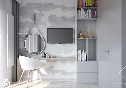 Projekt mieszkania w Płocku - Mała szara sypialnia, styl skandynawski - zdjęcie od Szkic Design - Projektowanie wnętrz