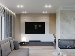 Dom w Grabinie - Salon, styl minimalistyczny - zdjęcie od Szkic Design - Projektowanie wnętrz
